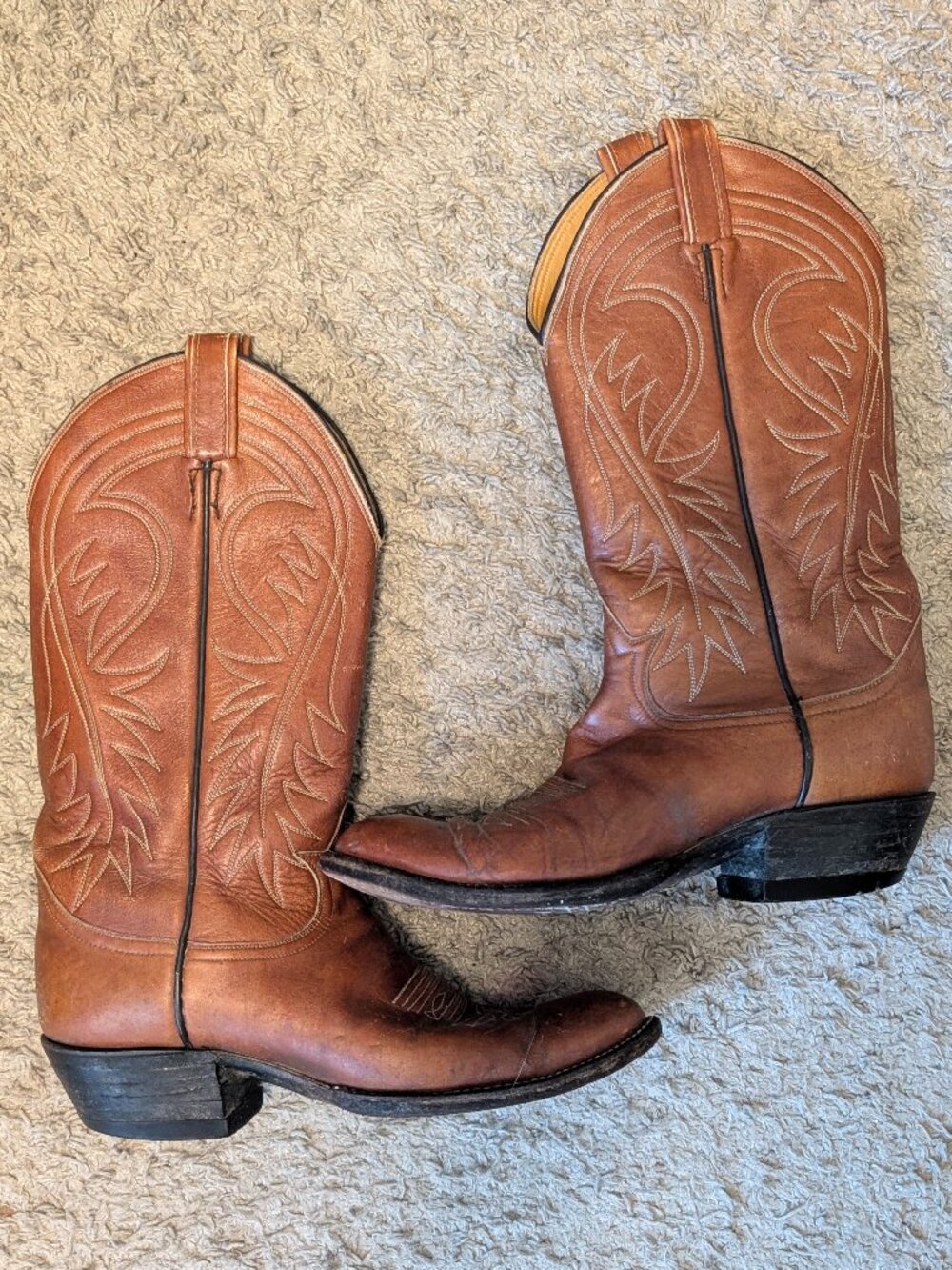 Vintage TONY LAMA 7084 Cognac Brown Cowboy Western Boots Women’s Size 7